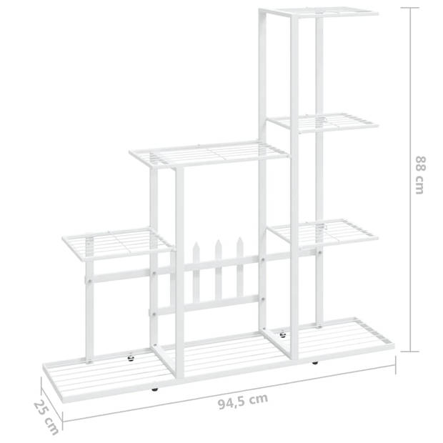 vidaXL Bloemenstandaard 94,5x25x88 cm metaal wit