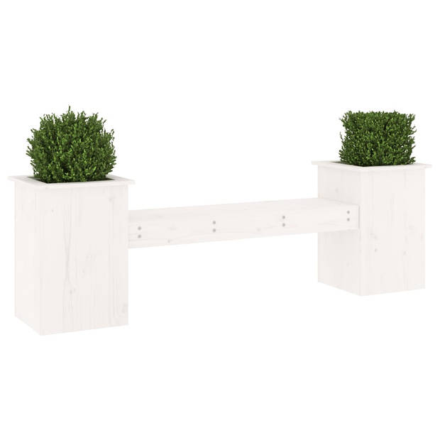 vidaXL Bankje met plantenbakken 184,5x39,5x56,5 cm grenenhout wit