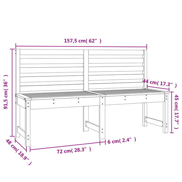 vidaXL Tuinbank 157,5 cm massief grenenhout