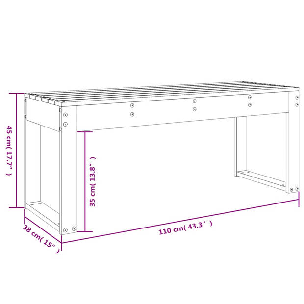 vidaXL Tuinbank 110x38x45 cm massief grenenhout