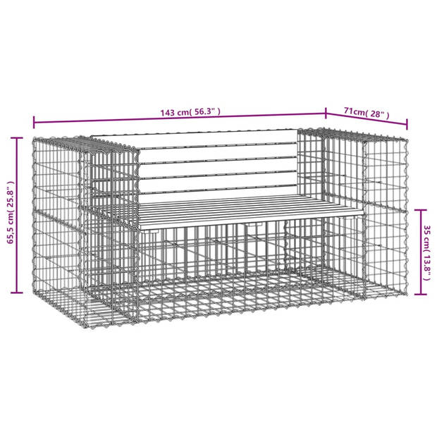 vidaXL Tuinbank schanskorfontwerp 143x71x65,5 cm massief douglashout