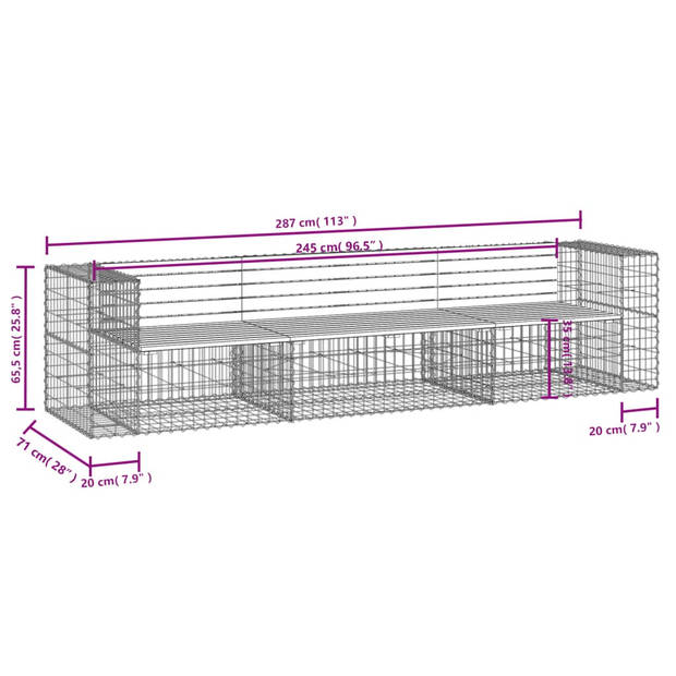 vidaXL Tuinbank schanskorfontwerp 287x71x65,5 cm massief douglashout