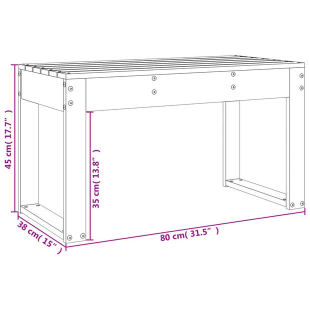 vidaXL Tuinbank 80x38x45 cm massief grenenhout wit