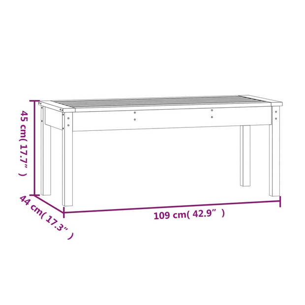 vidaXL Tuinbank 109x44x45 cm massief grenenhout grijs