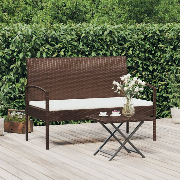 vidaXL Tuinbank met kussen 105 cm poly rattan bruin