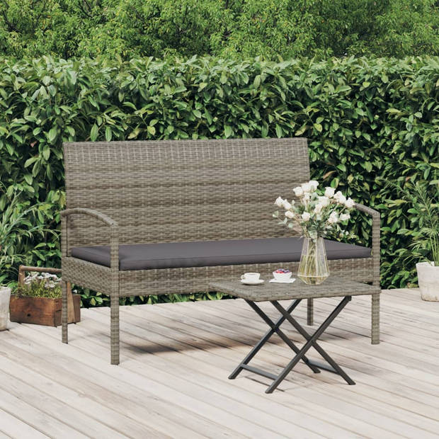 vidaXL Tuinbank met kussen 105 cm poly rattan grijs