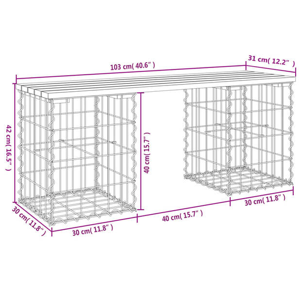 vidaXL Tuinbank schanskorfontwerp 103x31x42 cm geïmpregneerd hout