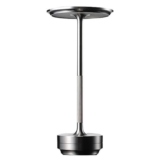 Goliving Tafellamp Op Accu - Oplaadbaar en Dimbaar - Spatwaterbestendig - Energiezuinig - Hoogte 27 cm - Zilver