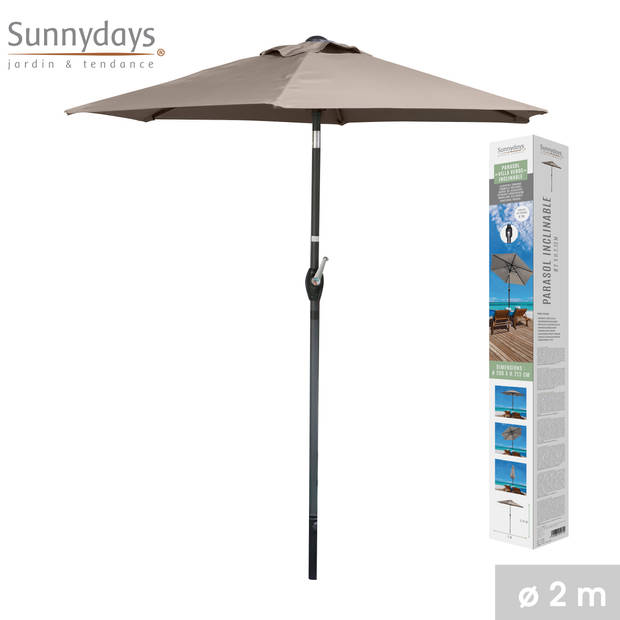 Sunnydays - Tuinparasol met Beschermhoes - Kantelbare Parasol - Diameter 200cm - Taupe