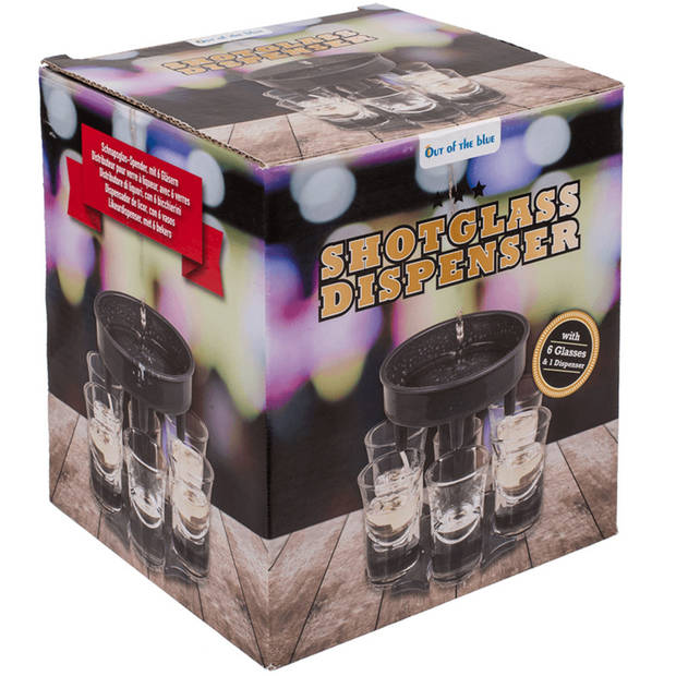 Shotglas drank dispenser inclusief 6 shotglaasjes 12 x 13 cm - Drankspellen