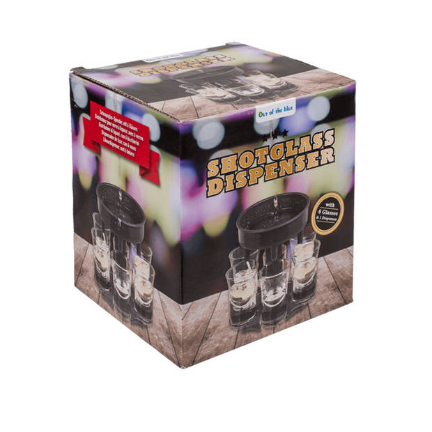 Shotglas drank dispenser inclusief 6 shotglaasjes 12 x 13 cm - Drankspellen