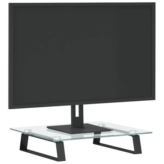 vidaXL Monitorstandaard 40x35x8 cm gehard glas en metaal zwart