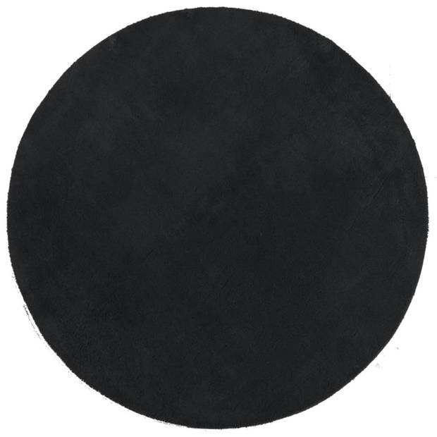 vidaXL Vloerkleed HUARTE laagpolig zacht wasbaar Ø 160 cm zwart