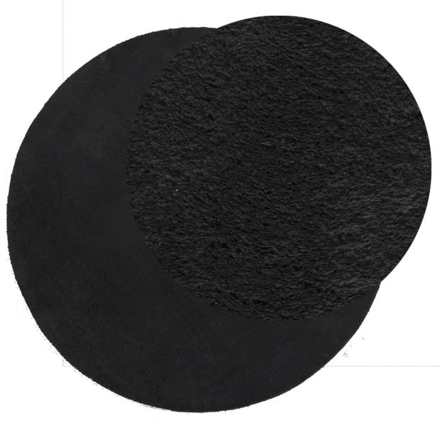 vidaXL Vloerkleed HUARTE laagpolig zacht wasbaar Ø 100 cm zwart