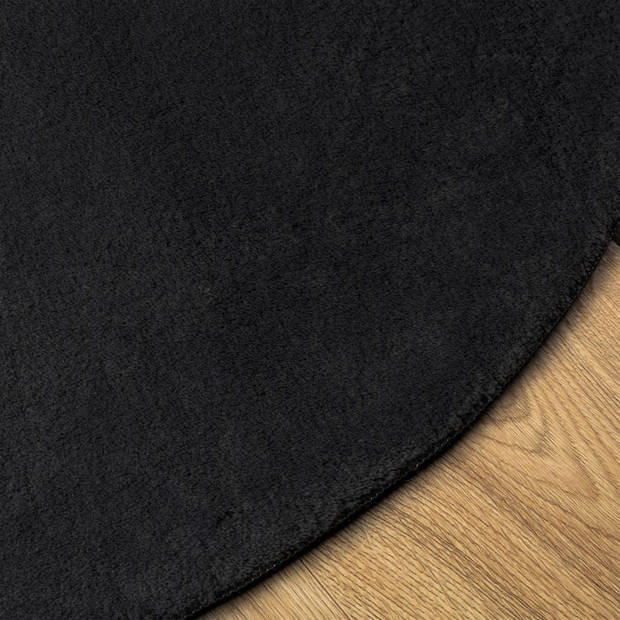 vidaXL Vloerkleed HUARTE laagpolig zacht wasbaar Ø 100 cm zwart