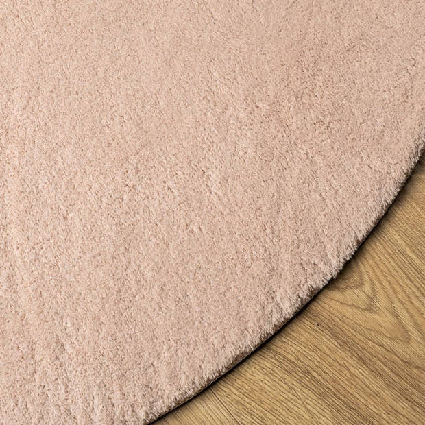 vidaXL Vloerkleed HUARTE laagpolig zacht wasbaar Ø 100 cm roze
