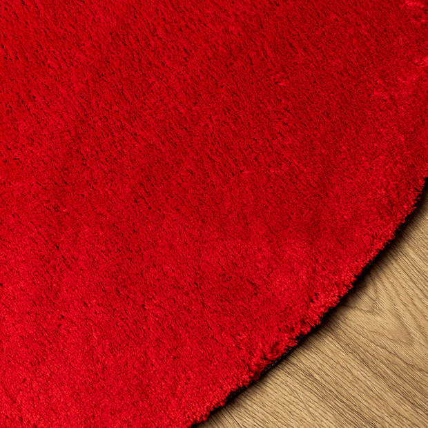 vidaXL Vloerkleed HUARTE laagpolig zacht wasbaar Ø 80 cm rood