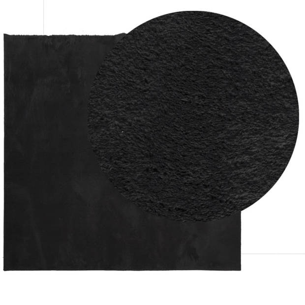 vidaXL Vloerkleed HUARTE laagpolig zacht wasbaar 240x240 cm zwart