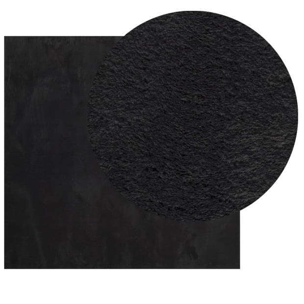 vidaXL Vloerkleed HUARTE laagpolig zacht wasbaar 200x200 cm zwart