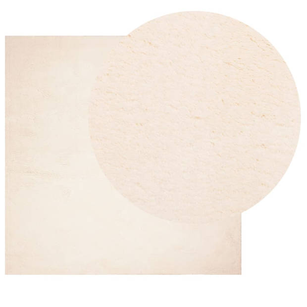vidaXL Vloerkleed HUARTE laagpolig zacht wasbaar 200x200 cm beige