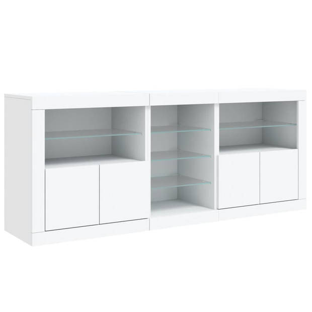 vidaXL Dressoir met LED-verlichting 162x37x67 cm wit