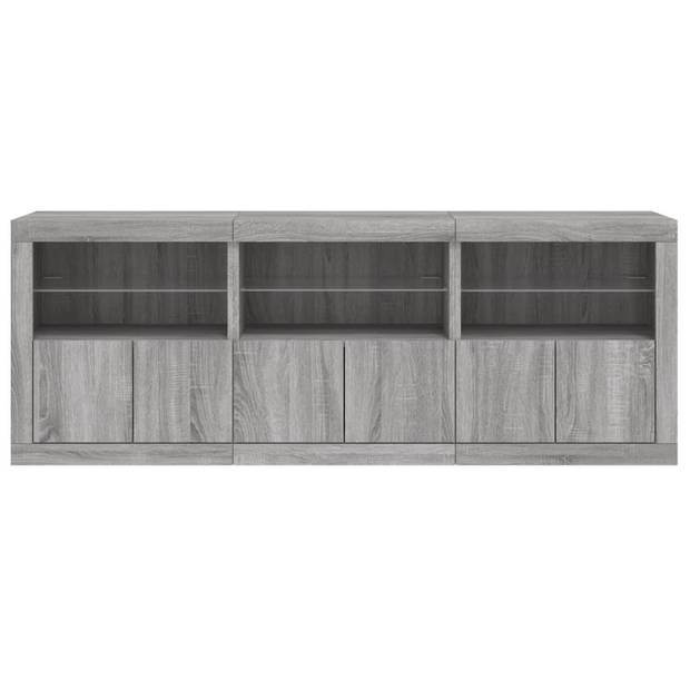 vidaXL Dressoir met LED-verlichting 181,5x37x678 cm grijs sonoma eiken