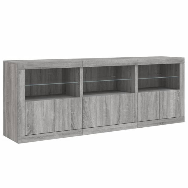 vidaXL Dressoir met LED-verlichting 181,5x37x678 cm grijs sonoma eiken