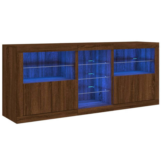 vidaXL Dressoir met LED-verlichting 162x37x67 cm bruin eikenkleur