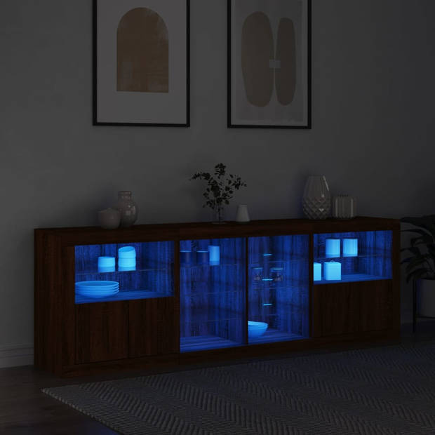 vidaXL Dressoir met LED-verlichting 202x37x67 cm bruin eikenkleur