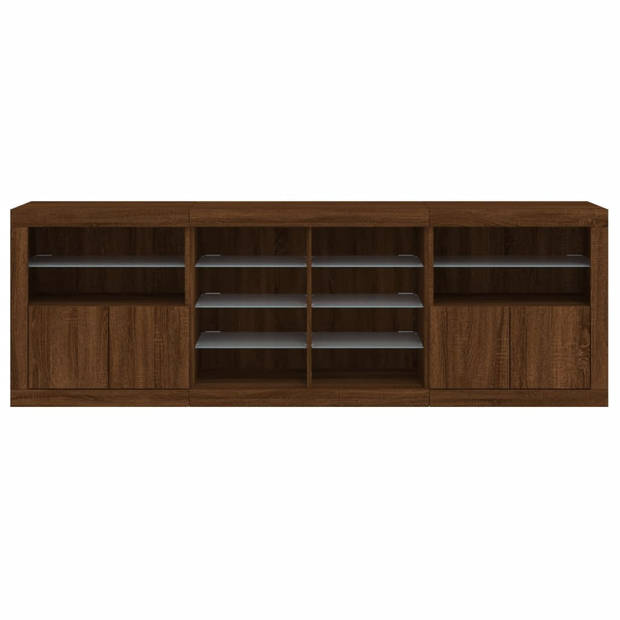 vidaXL Dressoir met LED-verlichting 202x37x67 cm bruin eikenkleur