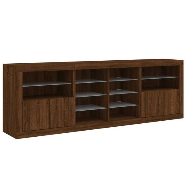 vidaXL Dressoir met LED-verlichting 202x37x67 cm bruin eikenkleur