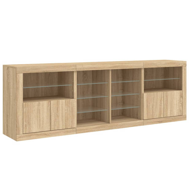 vidaXL Dressoir met LED-verlichting 202x37x67 cm sonoma eikenkleurig