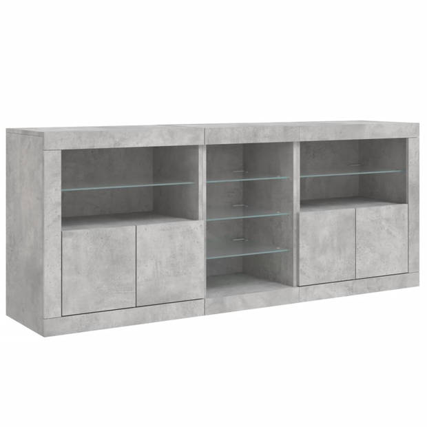 vidaXL Dressoir met LED-verlichting 181,5x37x67 cm betongrijs