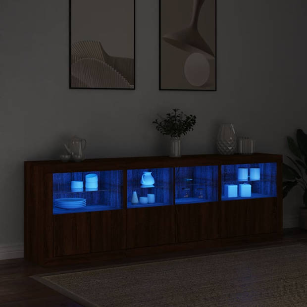 vidaXL Dressoir met LED-verlichting 202x37x67 cm bruin eikenkleur