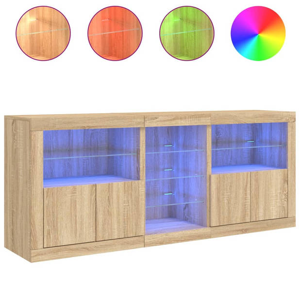 vidaXL Dressoir met LED-verlichting 162x37x67 cm sonoma eikenkleurig