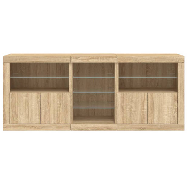 vidaXL Dressoir met LED-verlichting 162x37x67 cm sonoma eikenkleurig