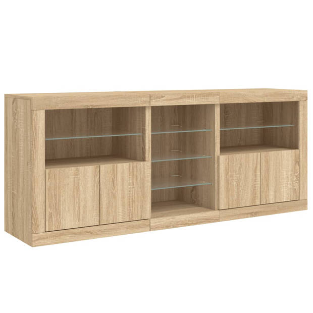 vidaXL Dressoir met LED-verlichting 162x37x67 cm sonoma eikenkleurig