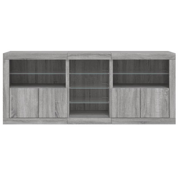 vidaXL Dressoir met LED-verlichting 162x37x67 cm grijs sonoma