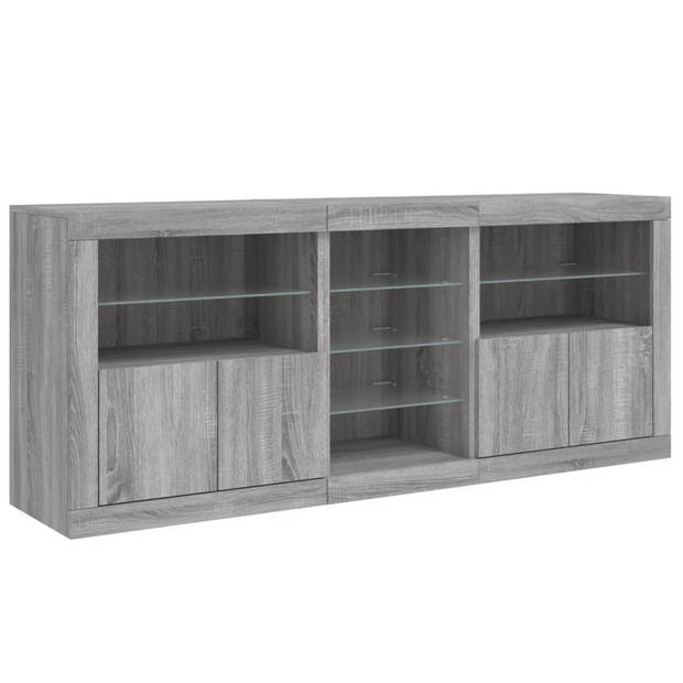 vidaXL Dressoir met LED-verlichting 162x37x67 cm grijs sonoma