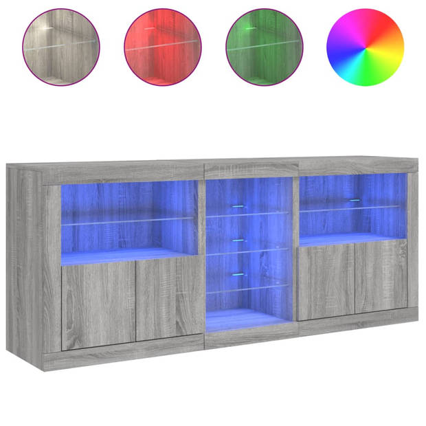 vidaXL Dressoir met LED-verlichting 162x37x67 cm grijs sonoma