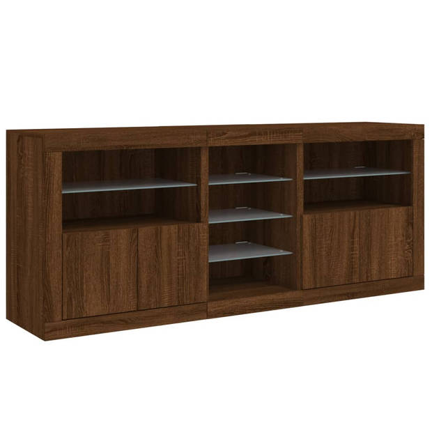 vidaXL Dressoir met LED-verlichting 181,5x37x67 cm bruin eikenkleur