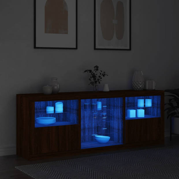 vidaXL Dressoir met LED-verlichting 181,5x37x67 cm bruin eikenkleur