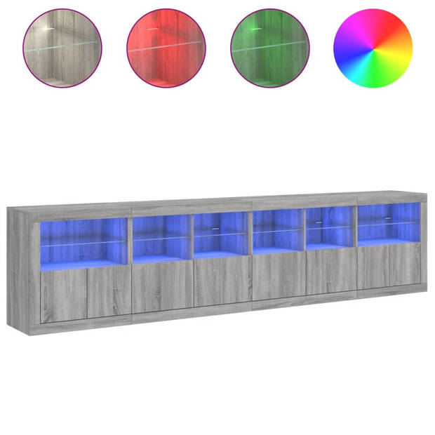 vidaXL Dressoir met LED-verlichting 283x37x67 cm grijs sonoma eiken