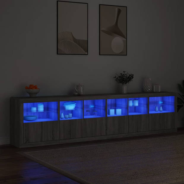 vidaXL Dressoir met LED-verlichting 283x37x67 cm grijs sonoma eiken