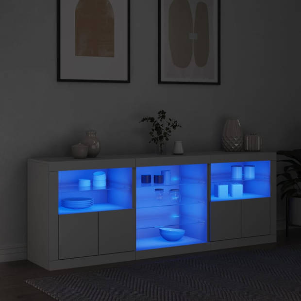 vidaXL Dressoir met LED-verlichting 181,5x37x67 cm wit