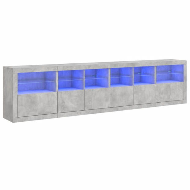 vidaXL Dressoir met LED-verlichting 283x37x67 cm betongrijs