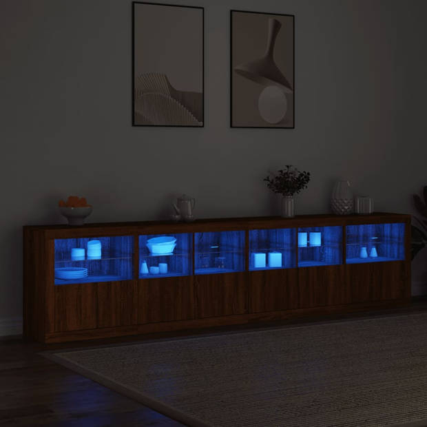 vidaXL Dressoir met LED-verlichting 283x37x67 cm bruin eikenkleur