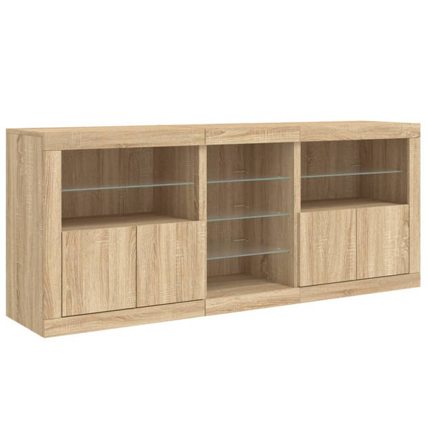 vidaXL Dressoir met LED-verlichting 181,5x37x67 cm sonoma eikenkleurig