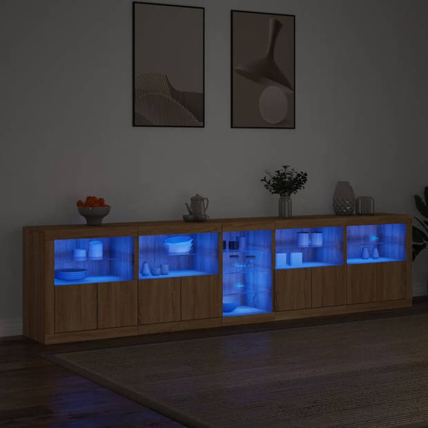 vidaXL Dressoir met LED-verlichting 283x37x67 cm sonoma eikenkleurig