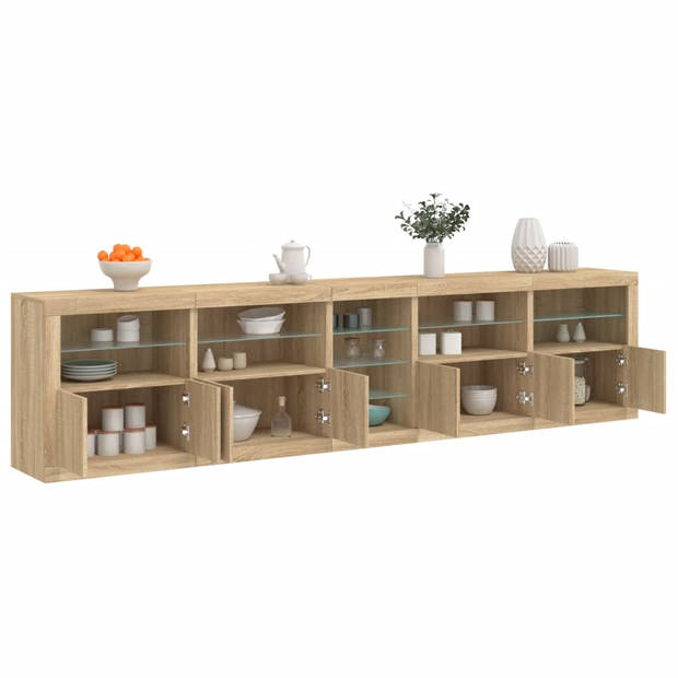 vidaXL Dressoir met LED-verlichting 283x37x67 cm sonoma eikenkleurig